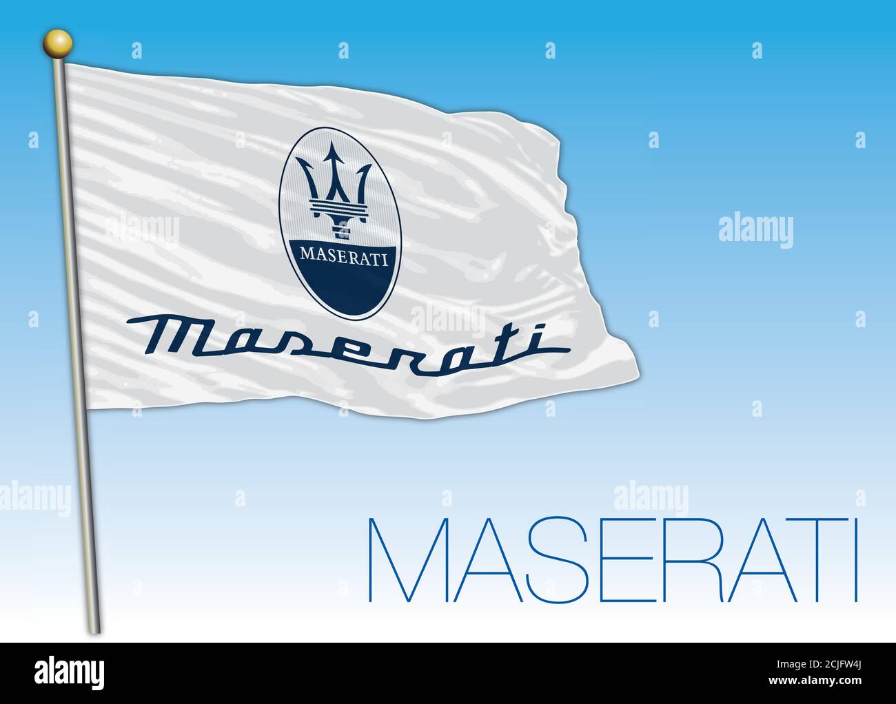 Flagge mit neuer Marke Maserati Autos, Vektor-Illustration, Editorial Stock Vektor