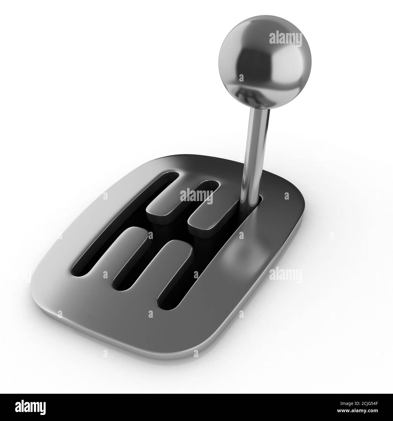 3D-Rendering des Schaltgetriebes auf weißem Hintergrund Stockfoto