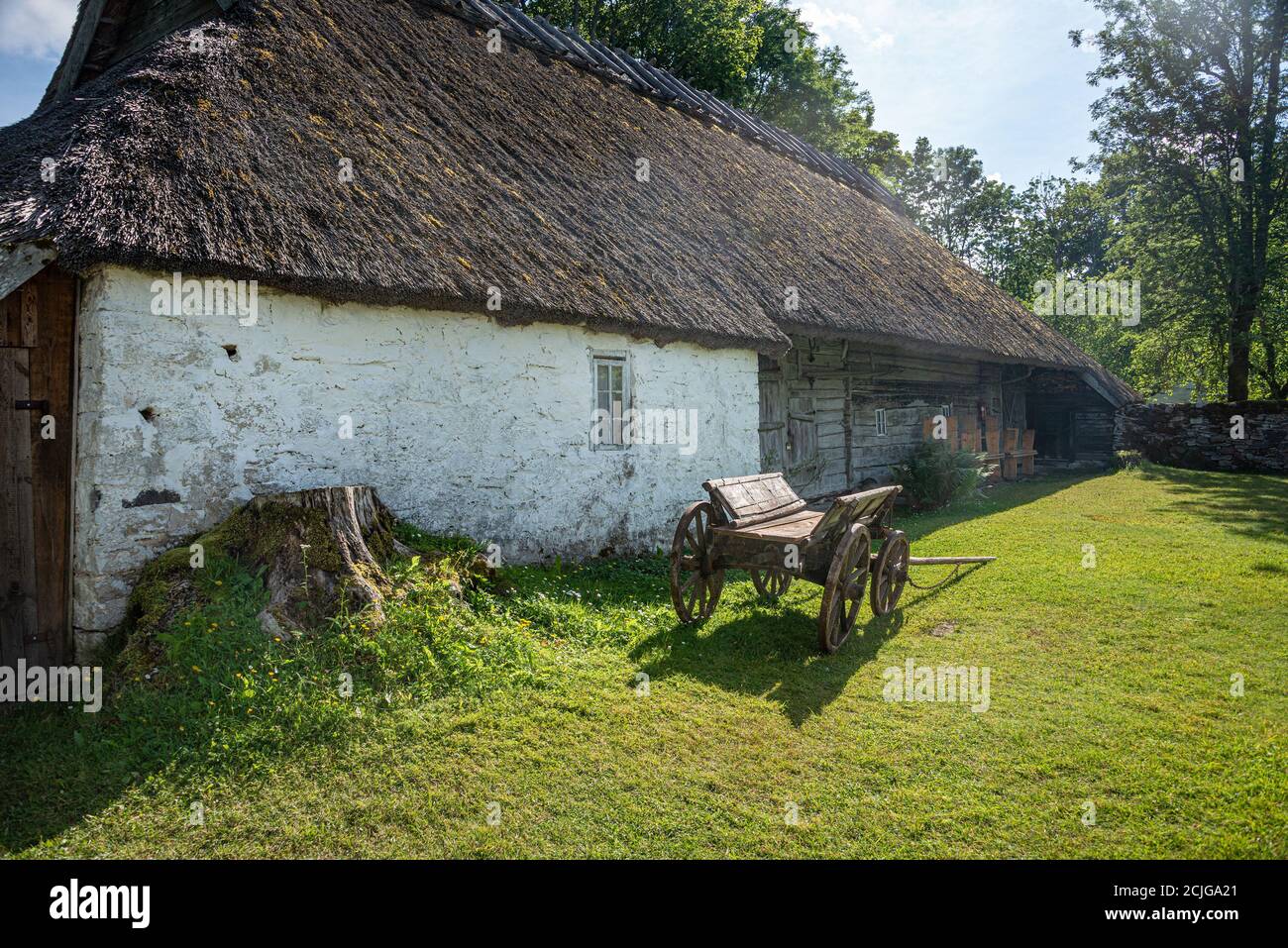 Hiiumaa Freilichtmuseum Bauernhof Mihkli, Estland. Die meisten Gebäude stammen aus der Mitte des 18. Jahrhunderts. Einer der am besten erhaltenen Bauernhöfe. Stockfoto
