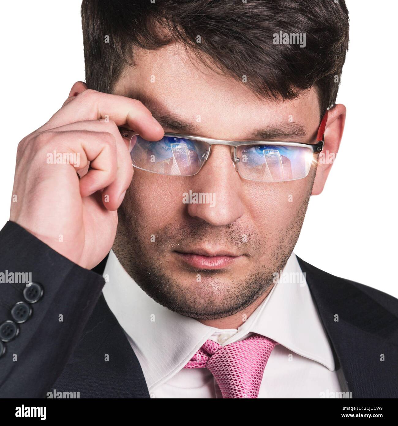 Porträt eines Geschäftsmannes in Brille Nahaufnahme Stockfoto