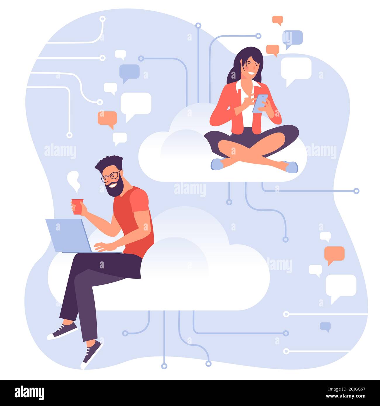 Cloud-Service, Storage und Computing Stock Vektor