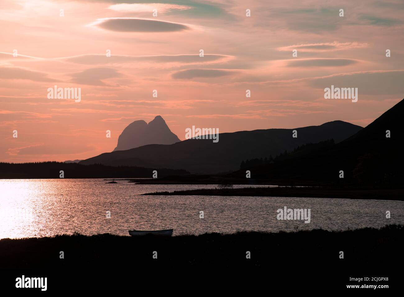 Loch Borralan und Suilven, Schottland Stockfoto