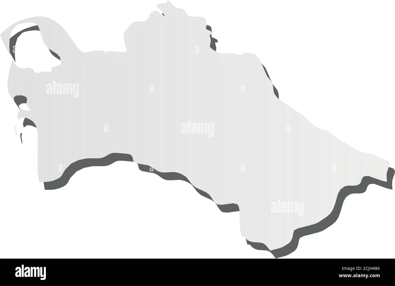 Turkmenistan - graue 3d-ähnliche Silhouette Karte von Land mit Schatten fallen gelassen. Einfache flache Vektordarstellung. Stock Vektor