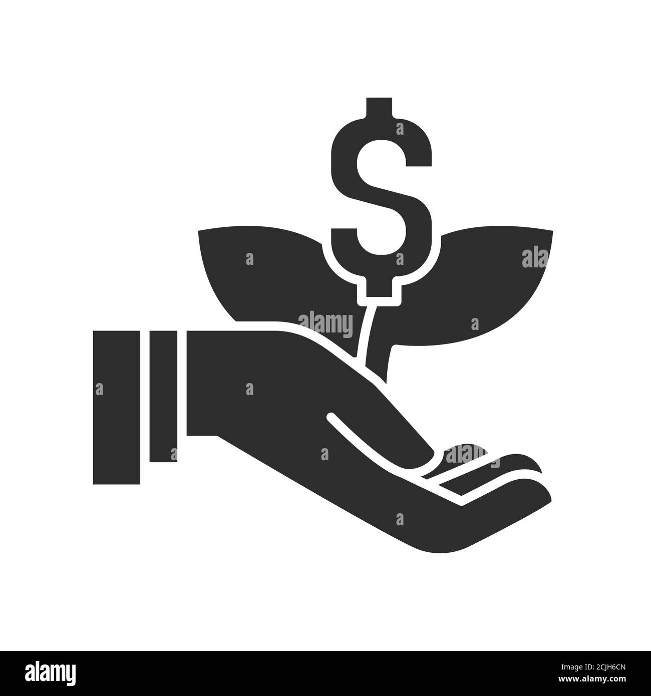 Schwarzes Glyphen-Symbol für Investitionen. Einkommenssteigerung. Progress-Marketing. Piktogramm für Webseite, mobile App, Promo. UI UX GUI Design Element. Stock Vektor