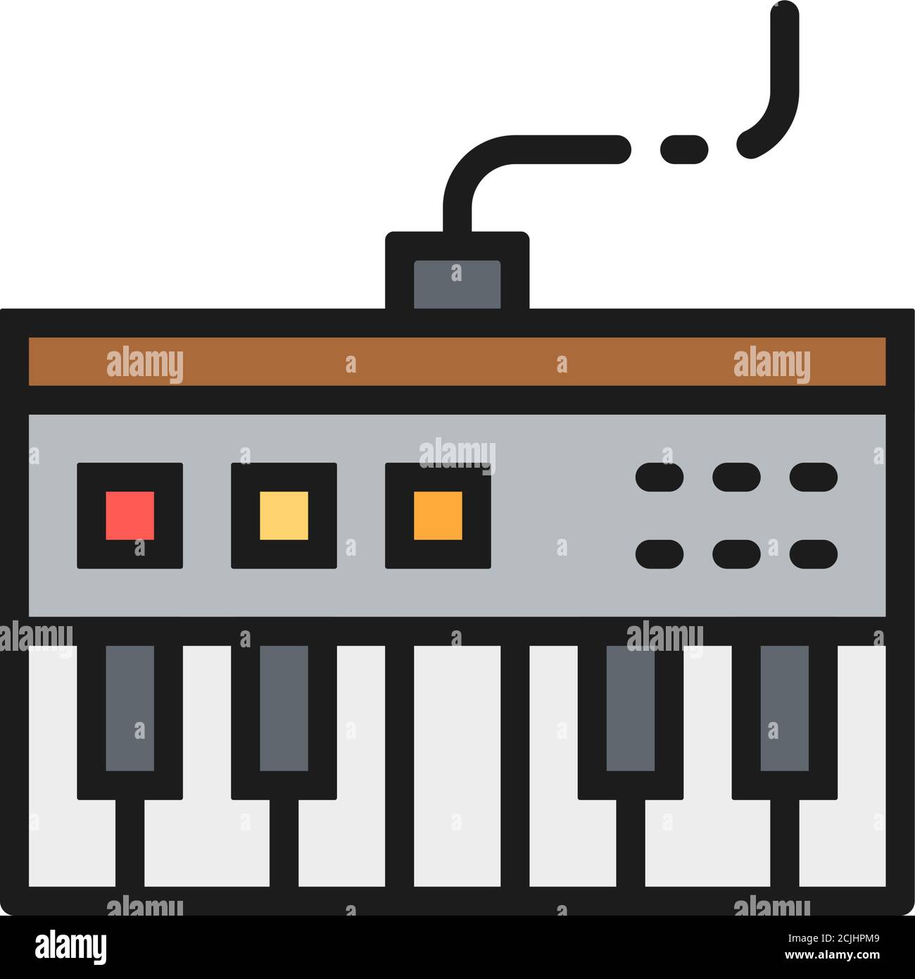 Vektorsynthesizer, Synth flache Farbe Linie Symbol. Stock Vektor