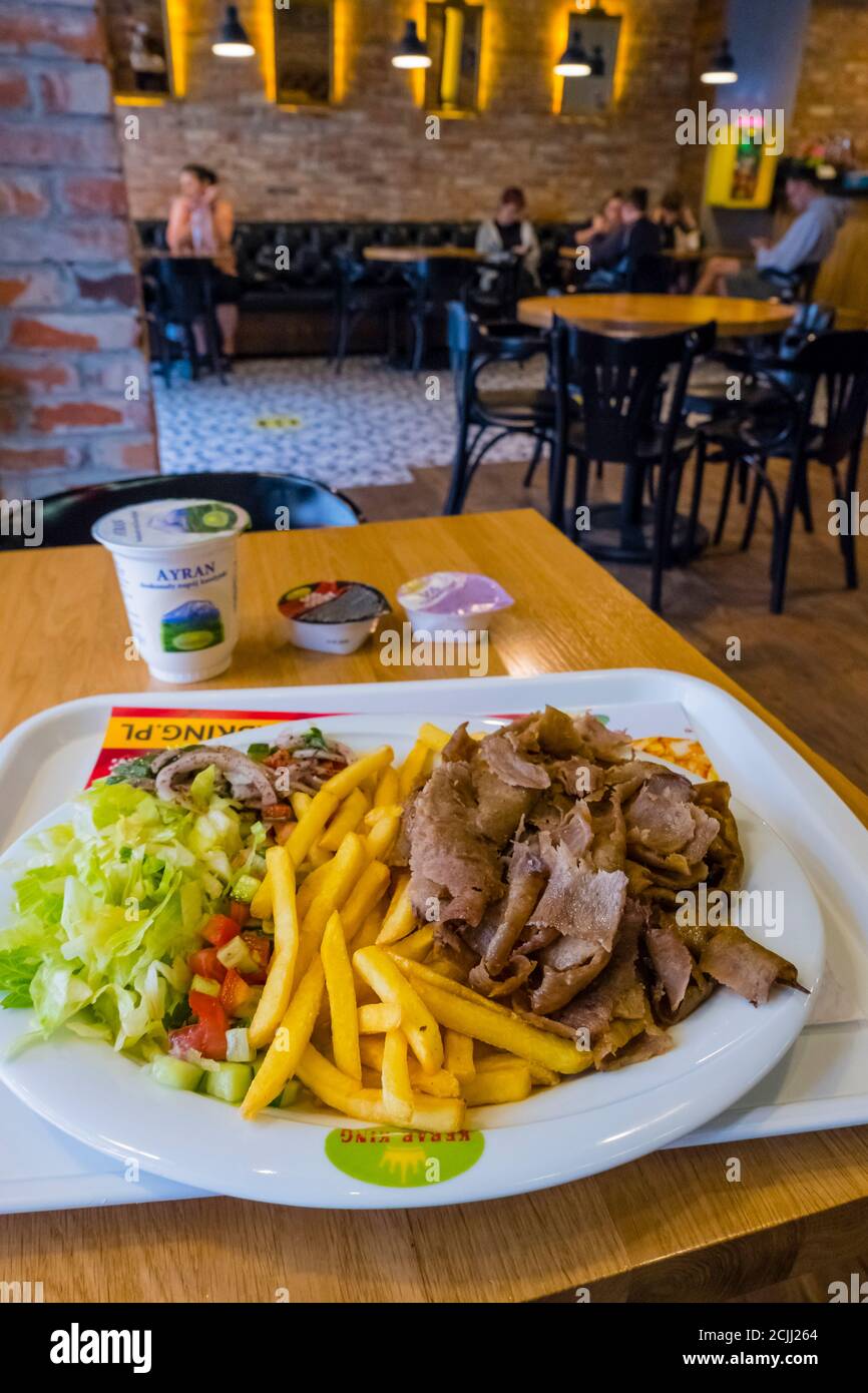 Kebab-Teller, Kebab King, Warschau, Polen Stockfoto