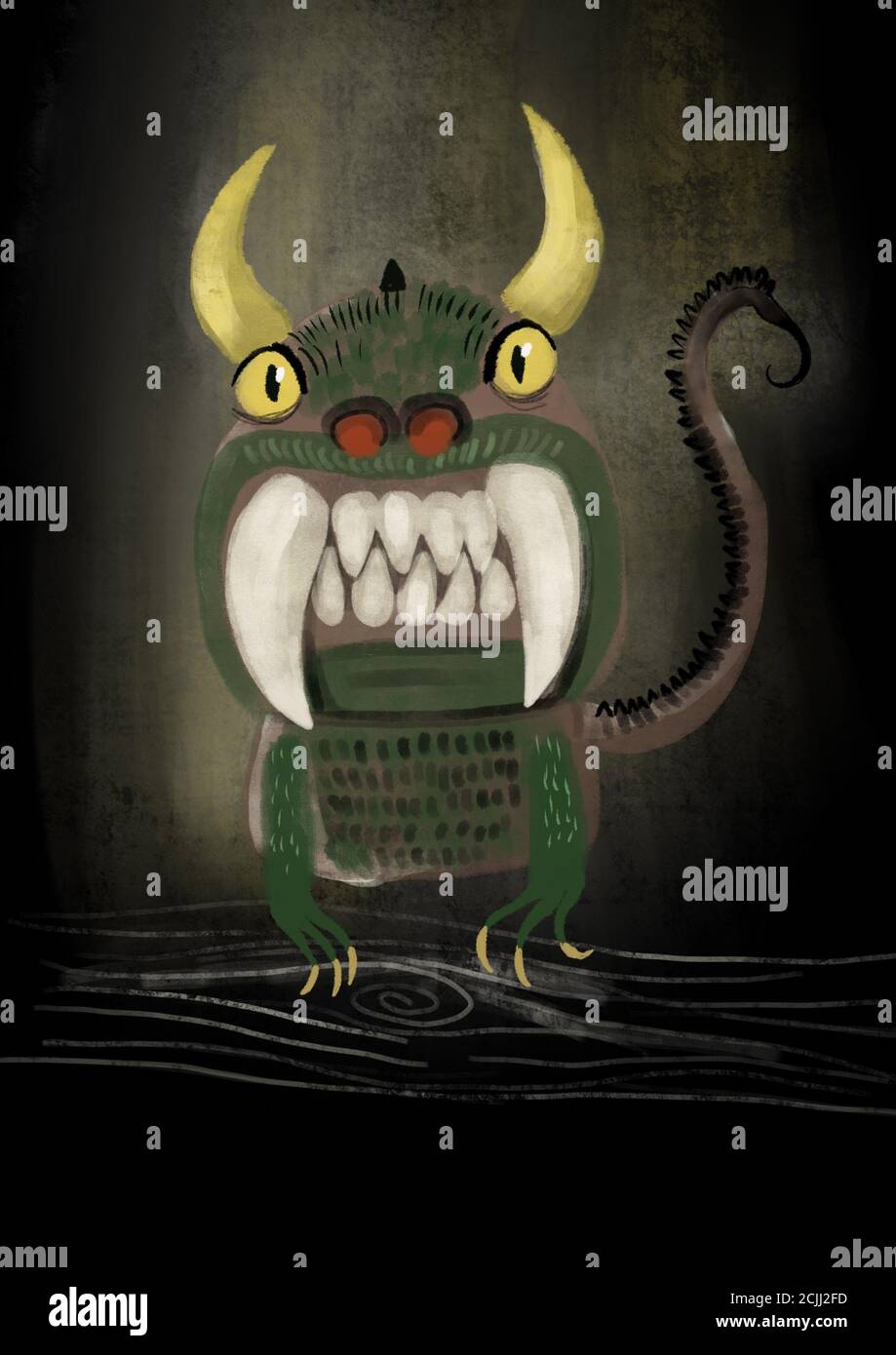 DIE HODAG Illustration eines KryptID-Monsters Stockfoto