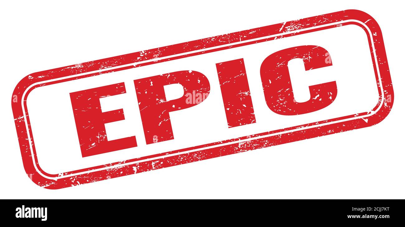 EPIC rot grungy Rechteck Stempel Zeichen. Stockfoto