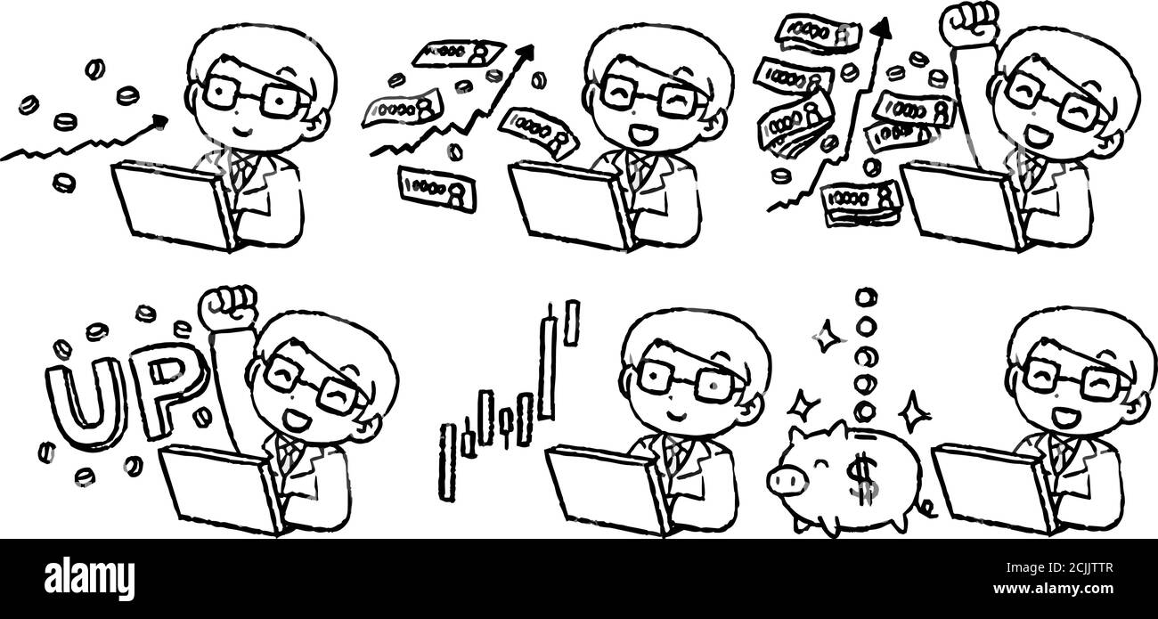 Dies ist eine Illustration von Monochrome Office-Arbeiter, die gemacht Eine Menge Geld durch Investitionen Stock Vektor