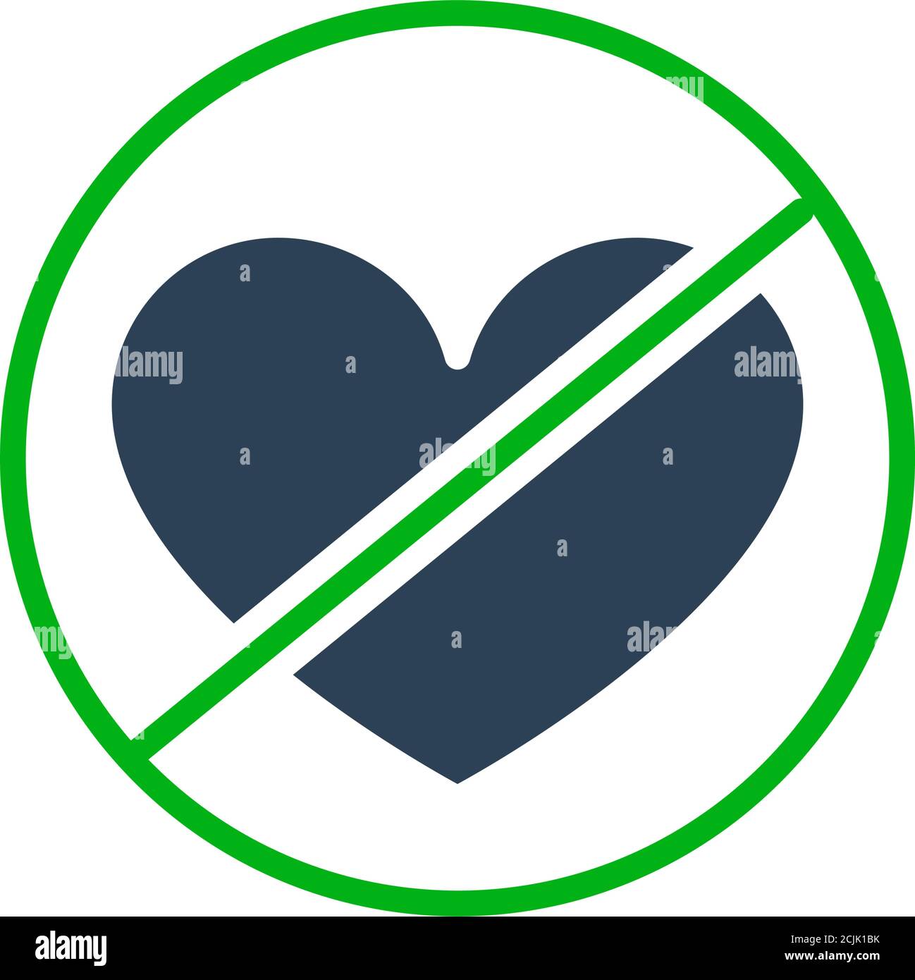 Verbotenes Schild mit einem herzfarbenen Symbol. Verbot von wie, keine Liebe, Feedback-Symbol Stock Vektor