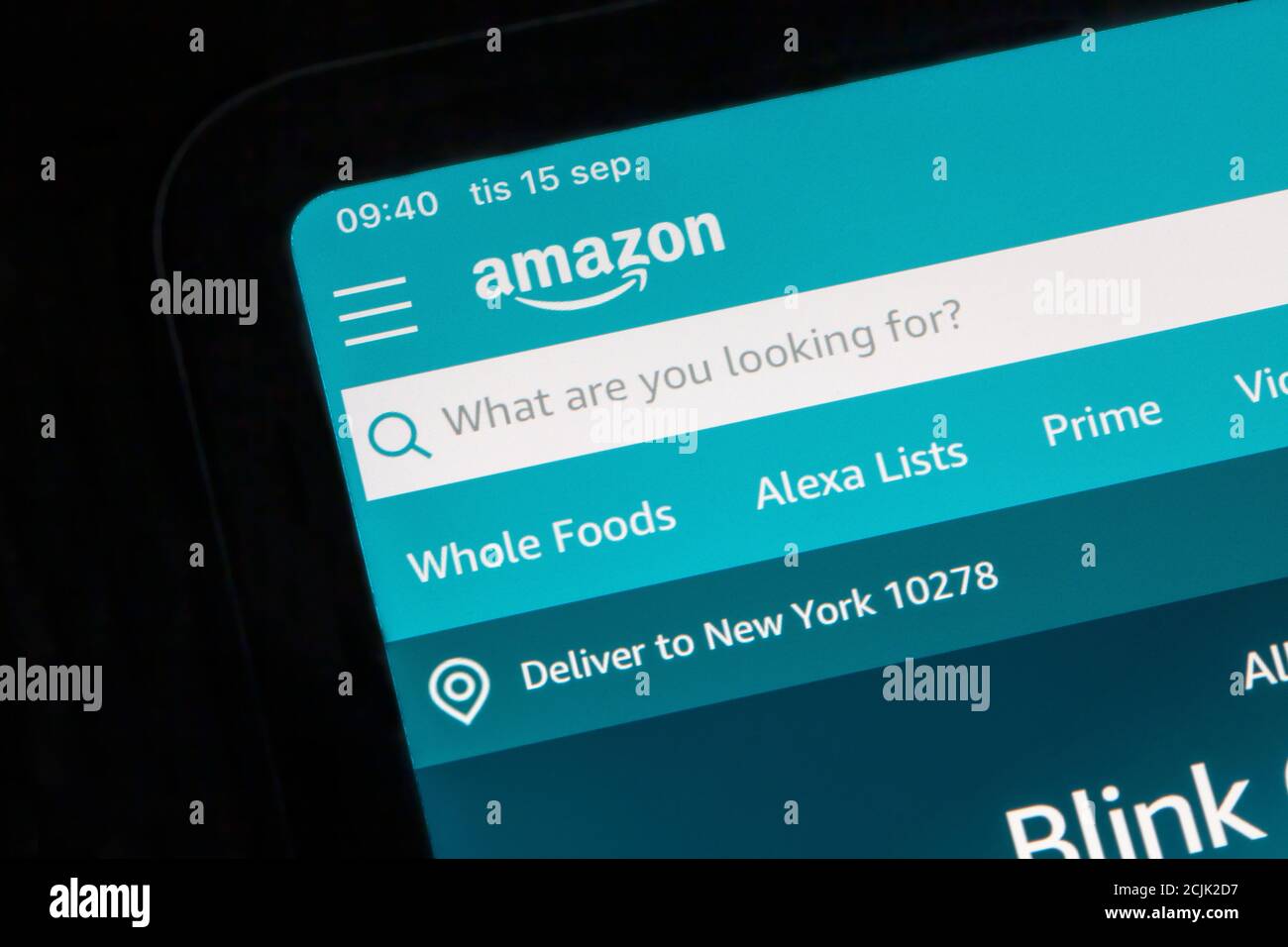 Ostersund, Schweden - 15. Sep 2020: Amazon App auf einem Tablet. Amazon ist ein US-amerikanisches multinationales Technologieunternehmen mit Sitz in Seattle, Washington Stockfoto