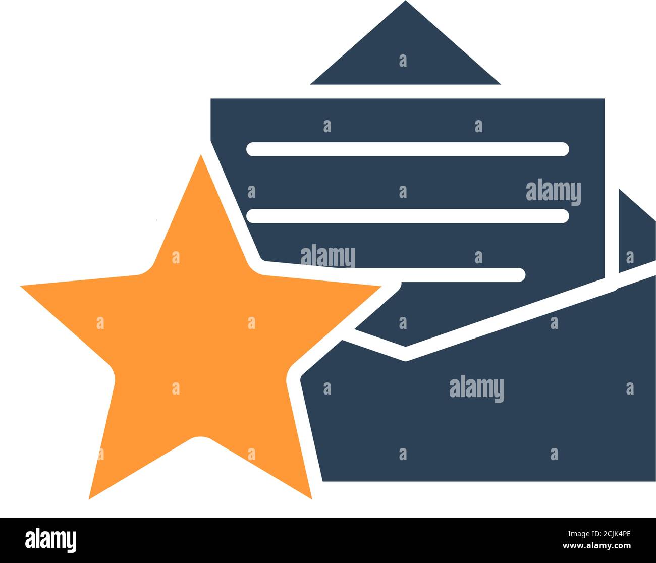 Buchstabe mit großen Sternen farbigen Symbol. Feedback, Bewertung per E-Mail, zu Favoriten hinzufügen, Bewertungssymbol Stock Vektor