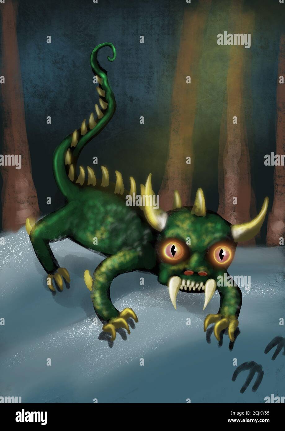 DIE HODAG Illustration eines KryptID-Monsters Stockfoto