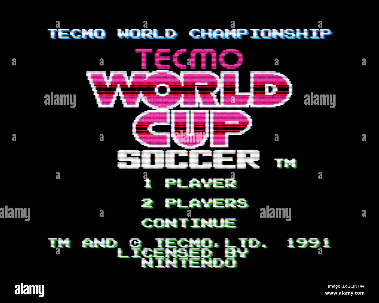 Tecmo World Cup Soccer - Nintendo Entertainment System - NES Videospiel – nur für redaktionelle Zwecke Stockfoto