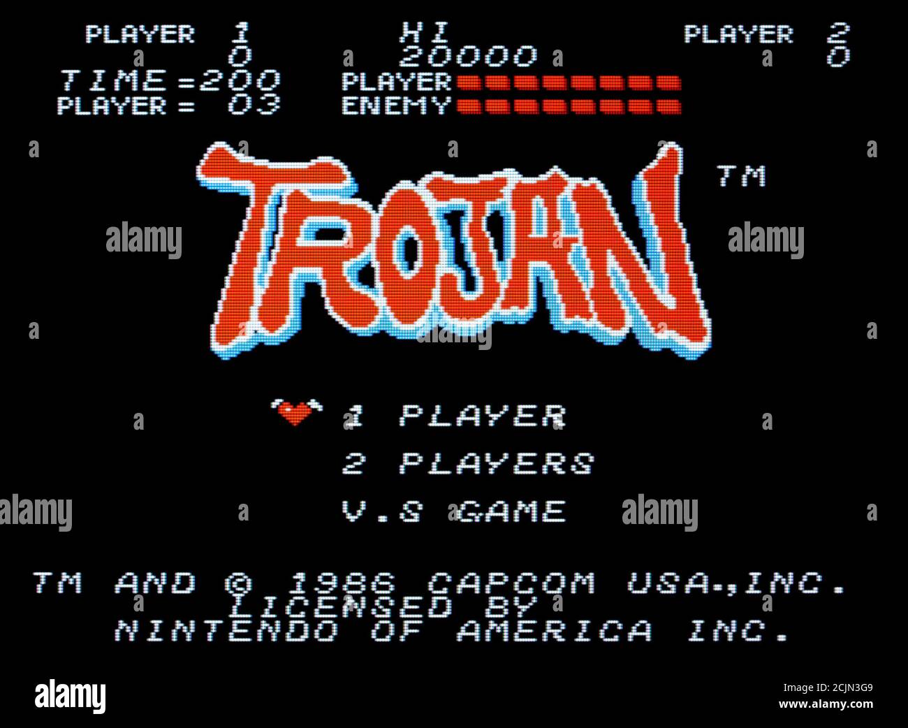 Trojan - Nintendo Entertainment System - NES Videogame - Editorial Nur verwenden Stockfoto
