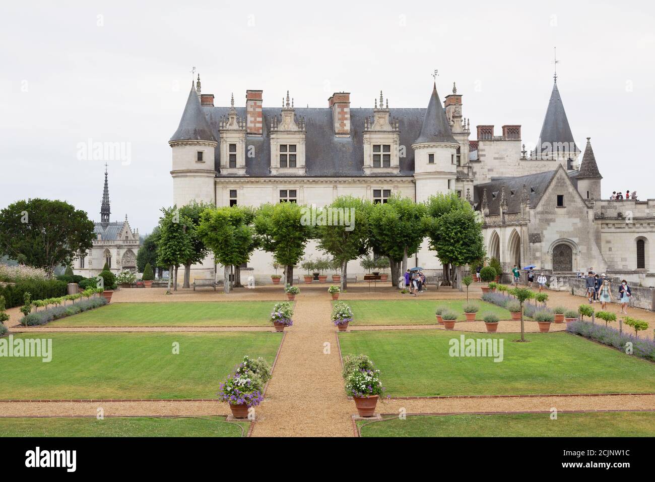 Chateau D'Amboise und seine Gärten; ein Beispiel des mittelalterlichen Frankreichs aus dem 15. Jahrhundert, Amboise, Loire-Tal, Frankreich Europa Stockfoto