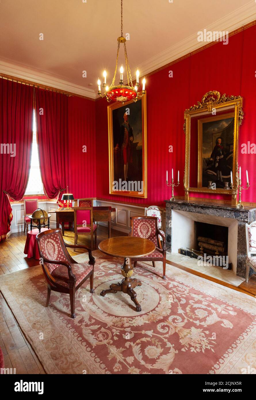 Chateau D'Amboise Interior, Amboise Frankreich - das Orleans-Penthievre-Arbeitszimmer, eines der reich verzierten Zimmer im Chateau, Amboise, Frankreich Europa Stockfoto