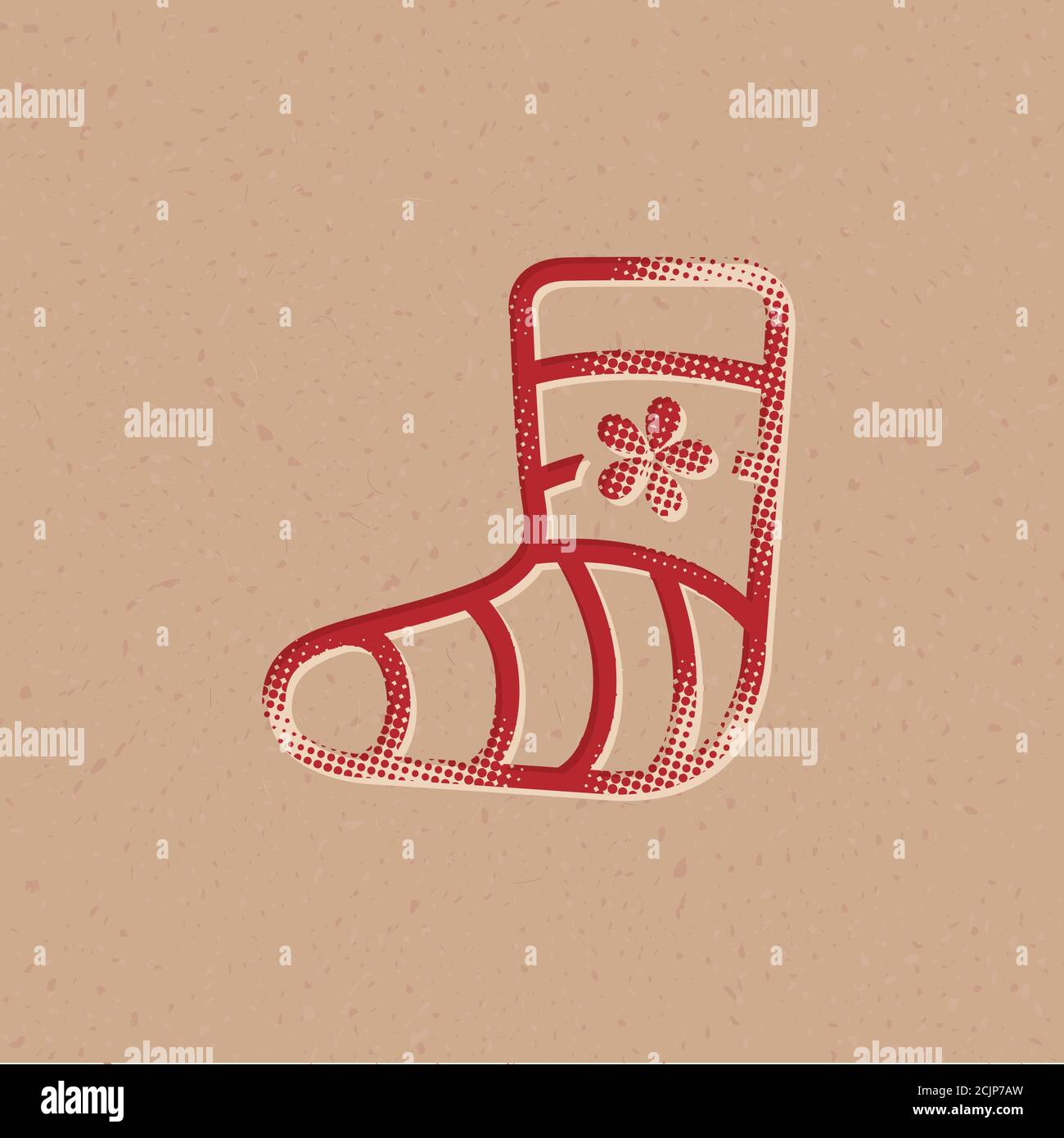 Verletztes Fußsymbol im Halbtonstil. Grunge Hintergrund Vektor Illustration. Stock Vektor