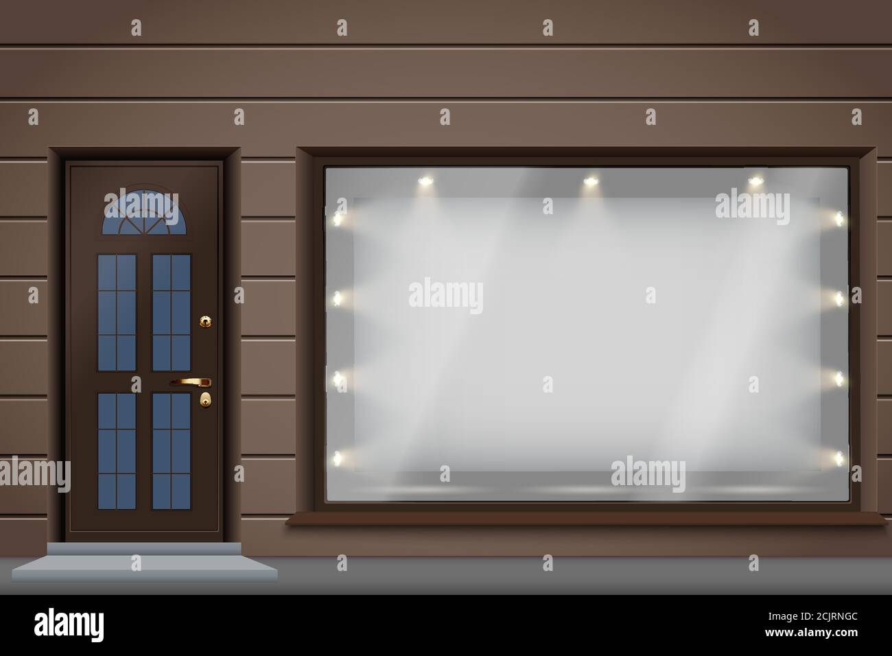 Schaufensterfassade mit großer Glasfassade Stock Vektor