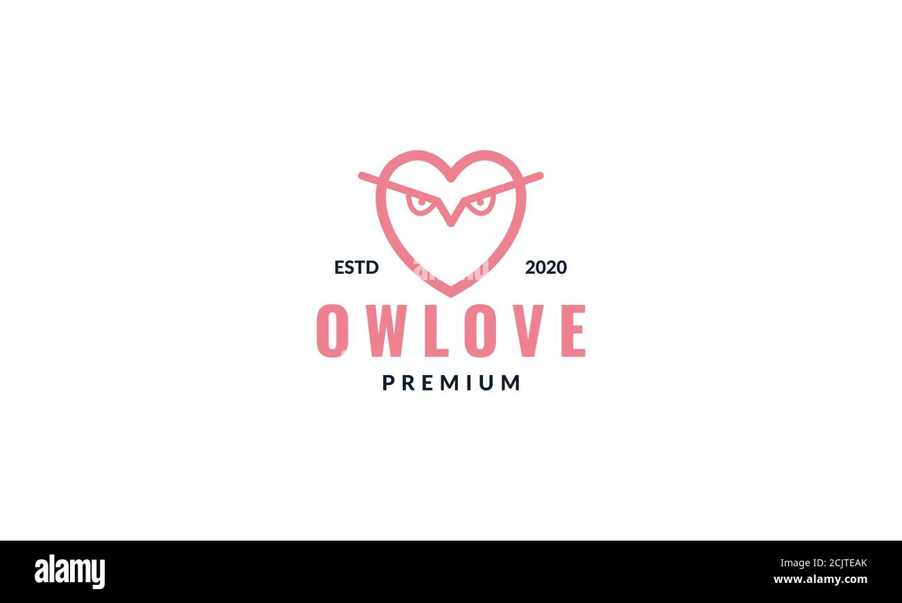 Liebe Linie mit Eule Augen Logo-Design Stock Vektor