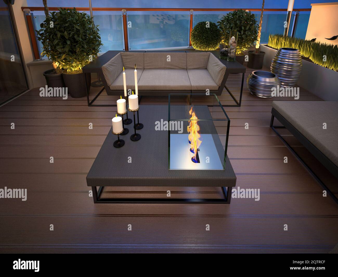 Dach – Terrasse in modernem Stil. 3d-Rendering Stockfoto