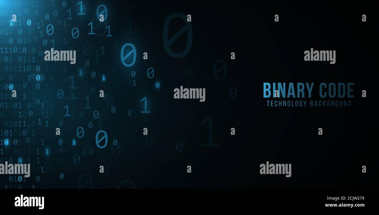 Binärcode-Hintergrund. Modernes Hightech-Design. Programmierbanner. Weltnetzwerk. High-Tech-Vorlage. Vektorgrafik. EPS 10. Stock Vektor
