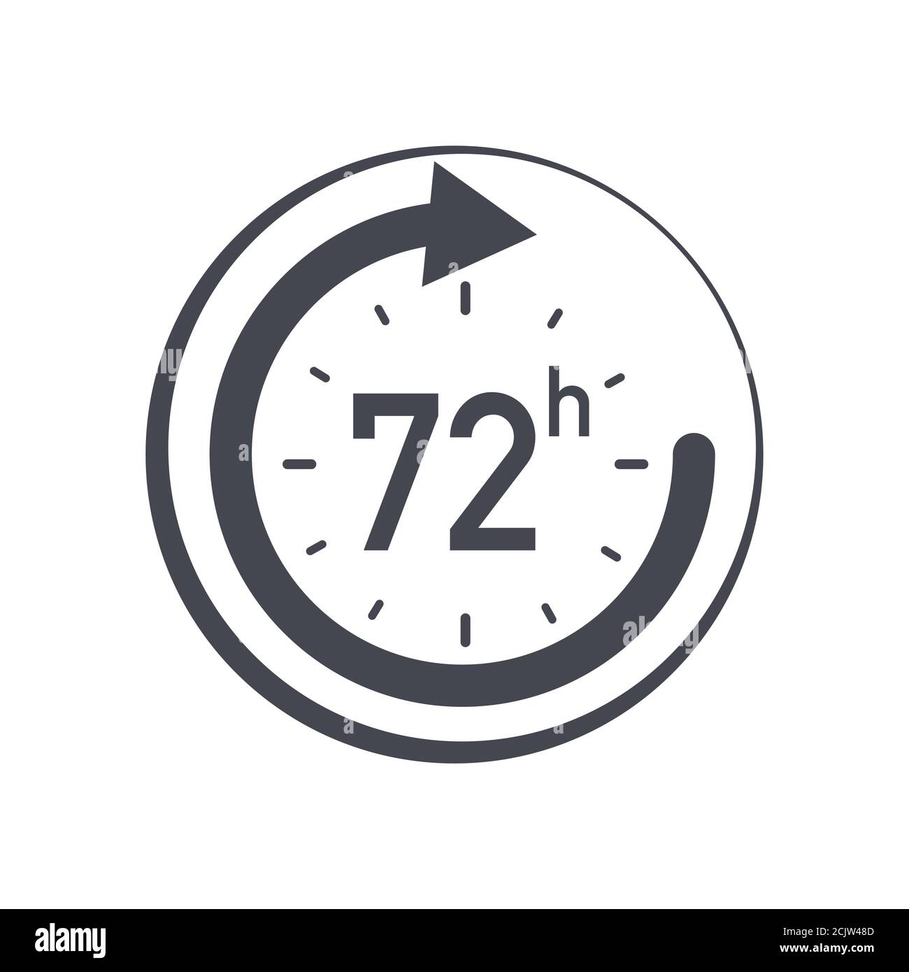 72H-Symbol. Flache Vektorgrafik in Schwarz auf weißem Hintergrund. Stock Vektor