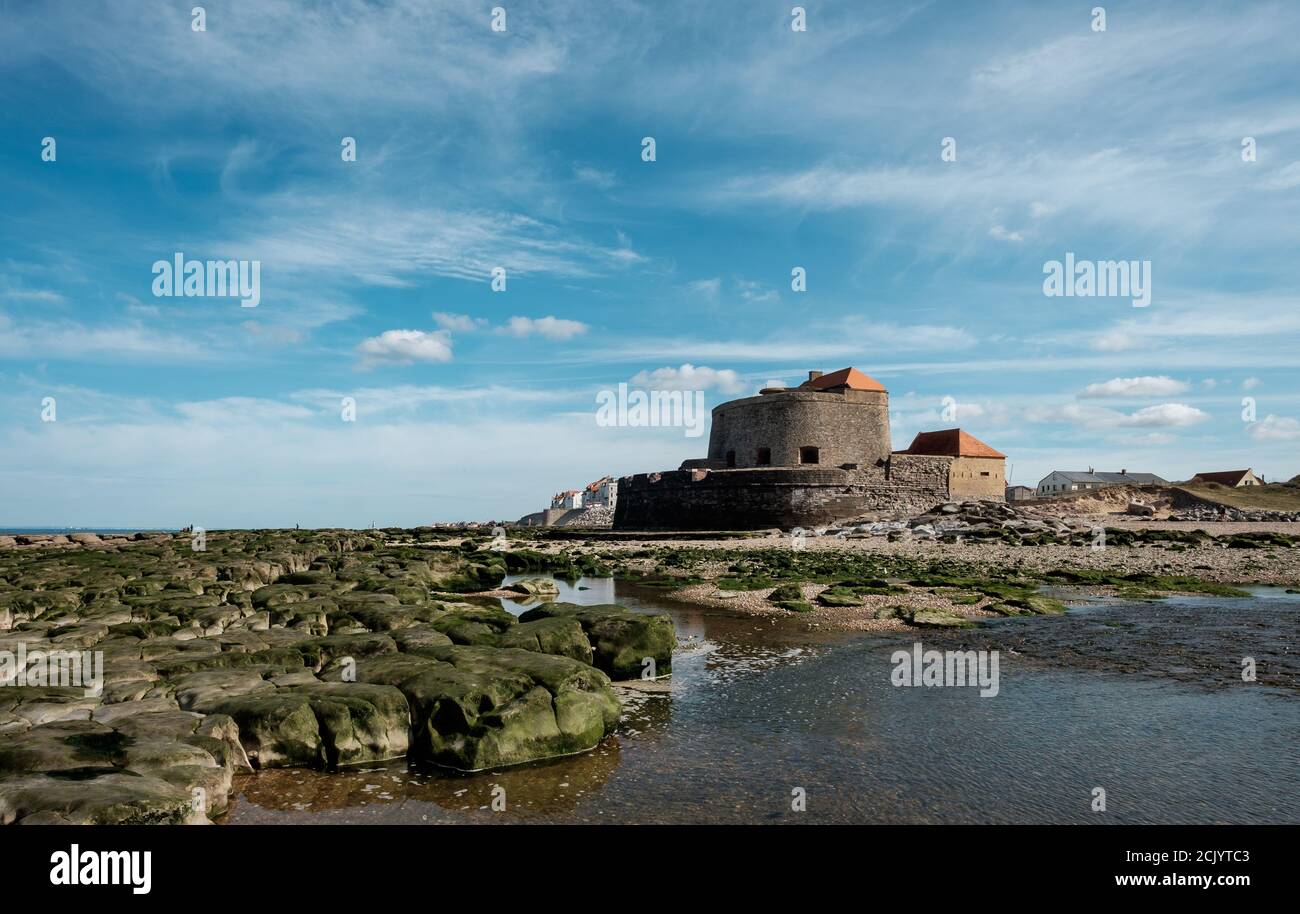 Fort d' Ambleteuse, (auch bekannt als Fort Mahon), ist eine Festung an der Küste in der Nähe der Stadt Ambleteuse im Norden Frankreichs Stockfoto