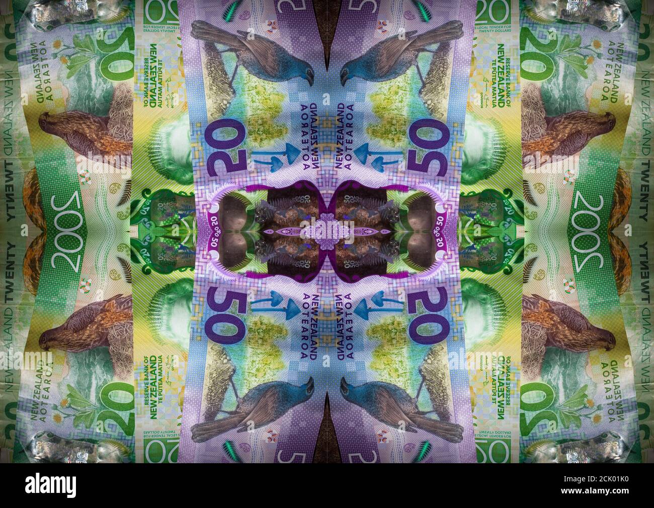 Neuseeland Währung 2020: Dollar Notes. Stockfoto