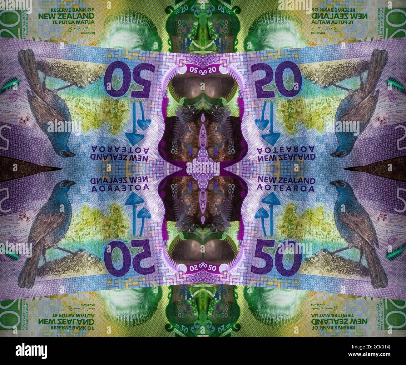 Neuseeland Währung 2020: Dollar Notes. Stockfoto