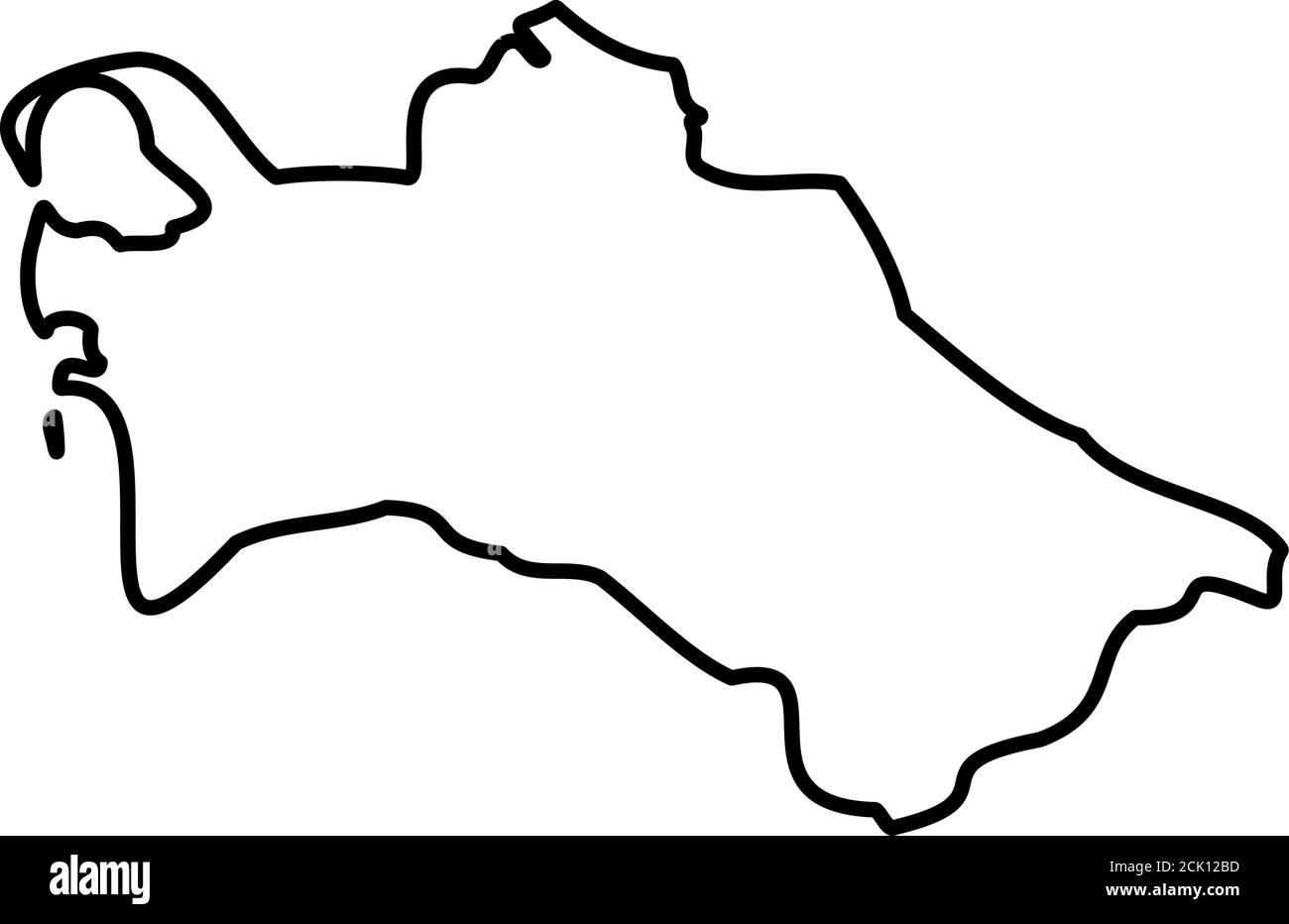 Turkmenistan - feste schwarze Umrisskarte der Landesfläche. Einfache flache Vektordarstellung. Stock Vektor