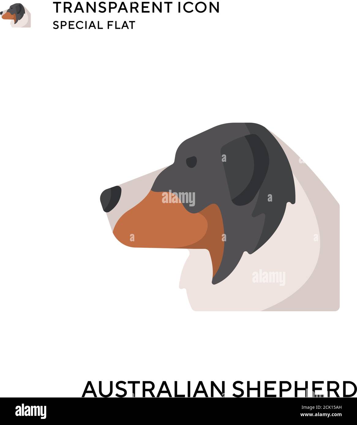 Australian Shepherd Vektor-Symbol. Flache Illustration. Vektor EPS 10. Stock Vektor