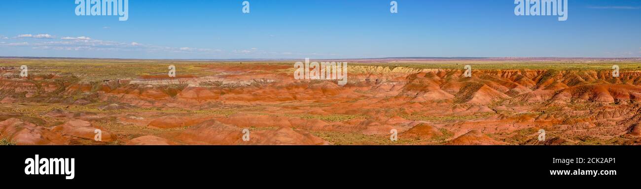 Der Petrified Forest National Park liegt im Nordosten von Arizona. Im Süden ist der Regenbogenwald voller farbenfroher versteinerten Hölzer. Stockfoto