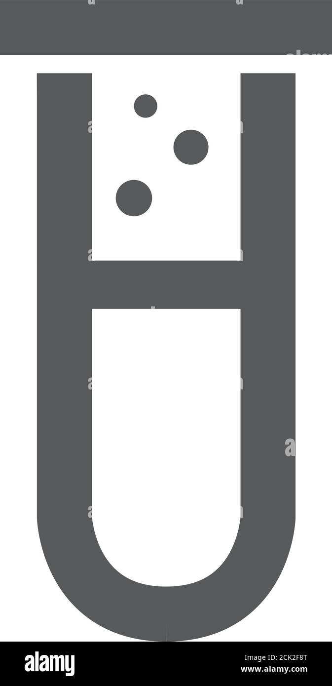 Symbol für Reagenzglas in dicker Kontur. Schwarz-Weiß-Vektorgrafik. Stock Vektor