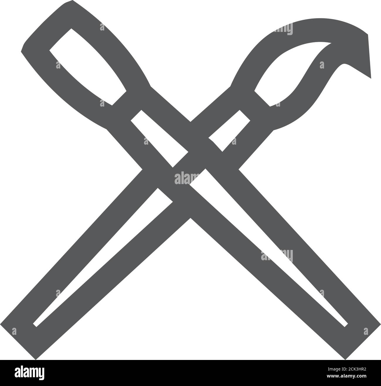 Pinsel-Symbol in dickem Umriss. Schwarz-Weiß-Vektorgrafik. Stock Vektor