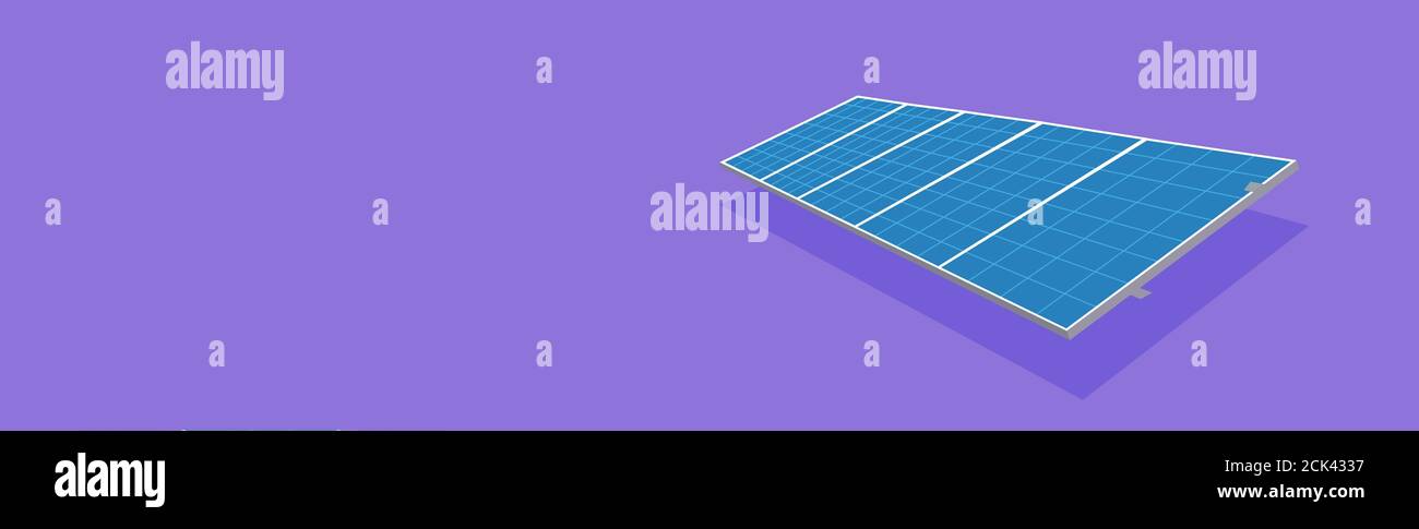 Solarpanel in flacher Ausführung - Solar Energy Equipment Concept Bild. Leerzeichen für Text. Stockfoto
