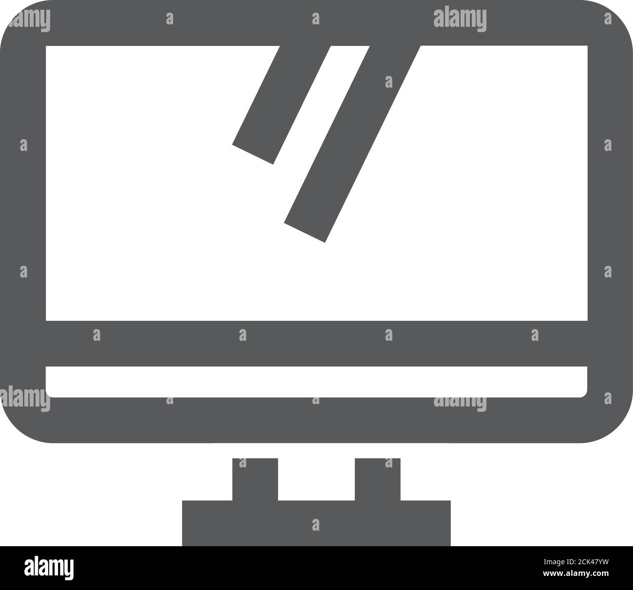 Desktop-Computer-Symbol in dicker Umrissform. Schwarz-Weiß-Vektorgrafik. Stock Vektor