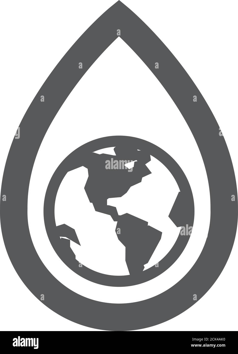 Symbol für Erdwassertropfen in dickem Umriss. Schwarz-Weiß-Vektorgrafik. Stock Vektor