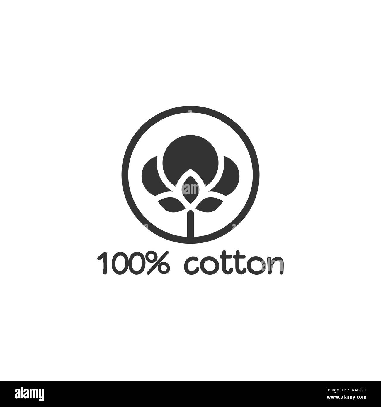 Symbol für Baumwollsamen. 100 Baumwolletikett. Naturfaser Zeichen. Organic Stoff Symbol. Vektorgrafik. Stock Vektor