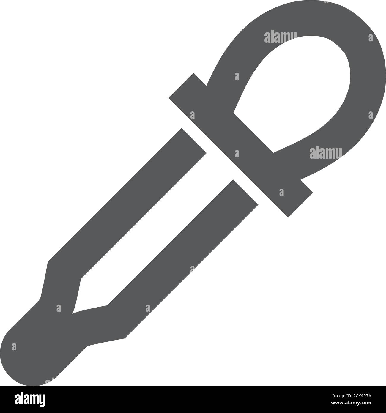 Pipettensymbol in dickem Umriss. Schwarz-Weiß-Vektorgrafik. Stock Vektor