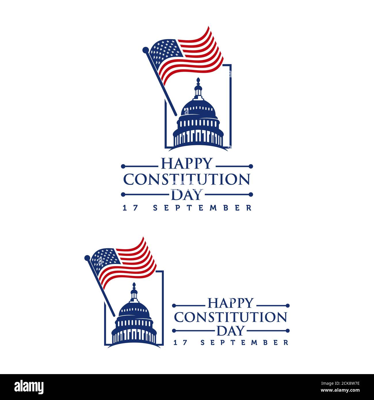 Tag der Verfassung der Vereinigten Staaten. September 17. Isolierte Vektorelemente. Logo und Kalligraphie Design. Verwendbar für Grußkarten, Poster, Banner. Stockfoto