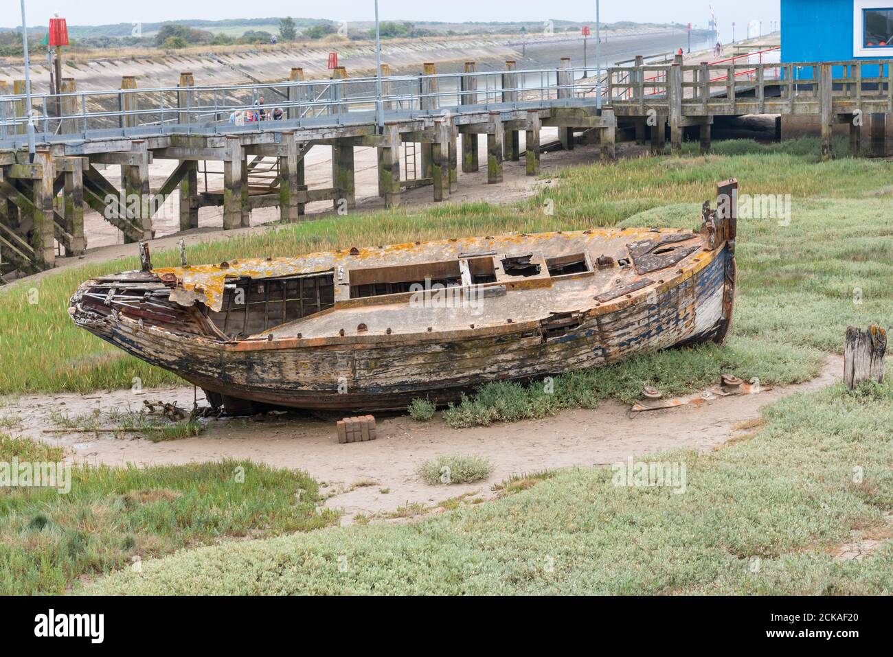 Das alte Boot am Hafen von Rye Stockfoto