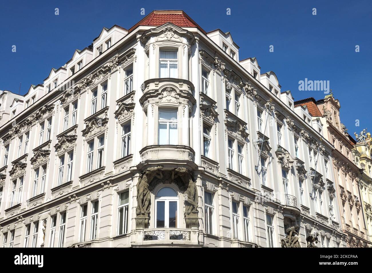 Das Oppelt-Haus Prager Altstädter Ring, Franz Kafka lebte ab 1913 im obersten Stockwerk Stockfoto