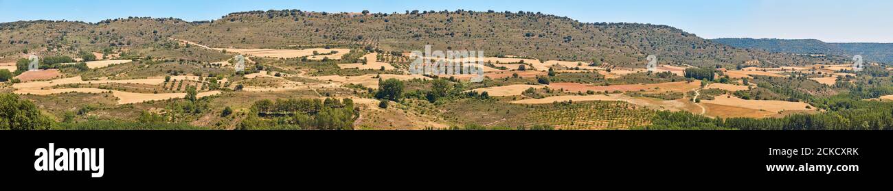 Panoramablick Guadalajara Landschaft in Spanien. Alcarria, Brihuega. Stockfoto
