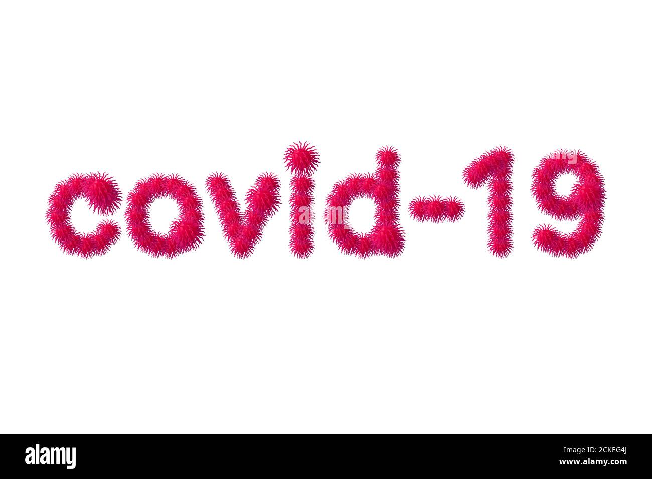 Kreative Komposition mit dem Bild eines Virionpartikels eines neuen Coronovirus für die Abdeckung eines Informationsartikels. Stockfoto