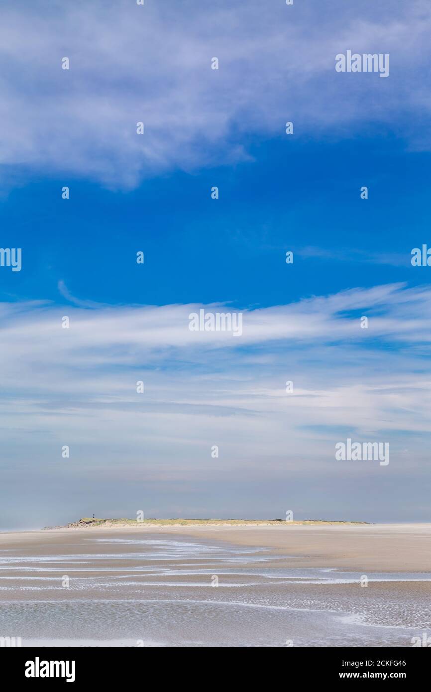 Einsamer Strand am westlichen Ende der ostfriesischen Insel Juist, Deutschland. Stockfoto