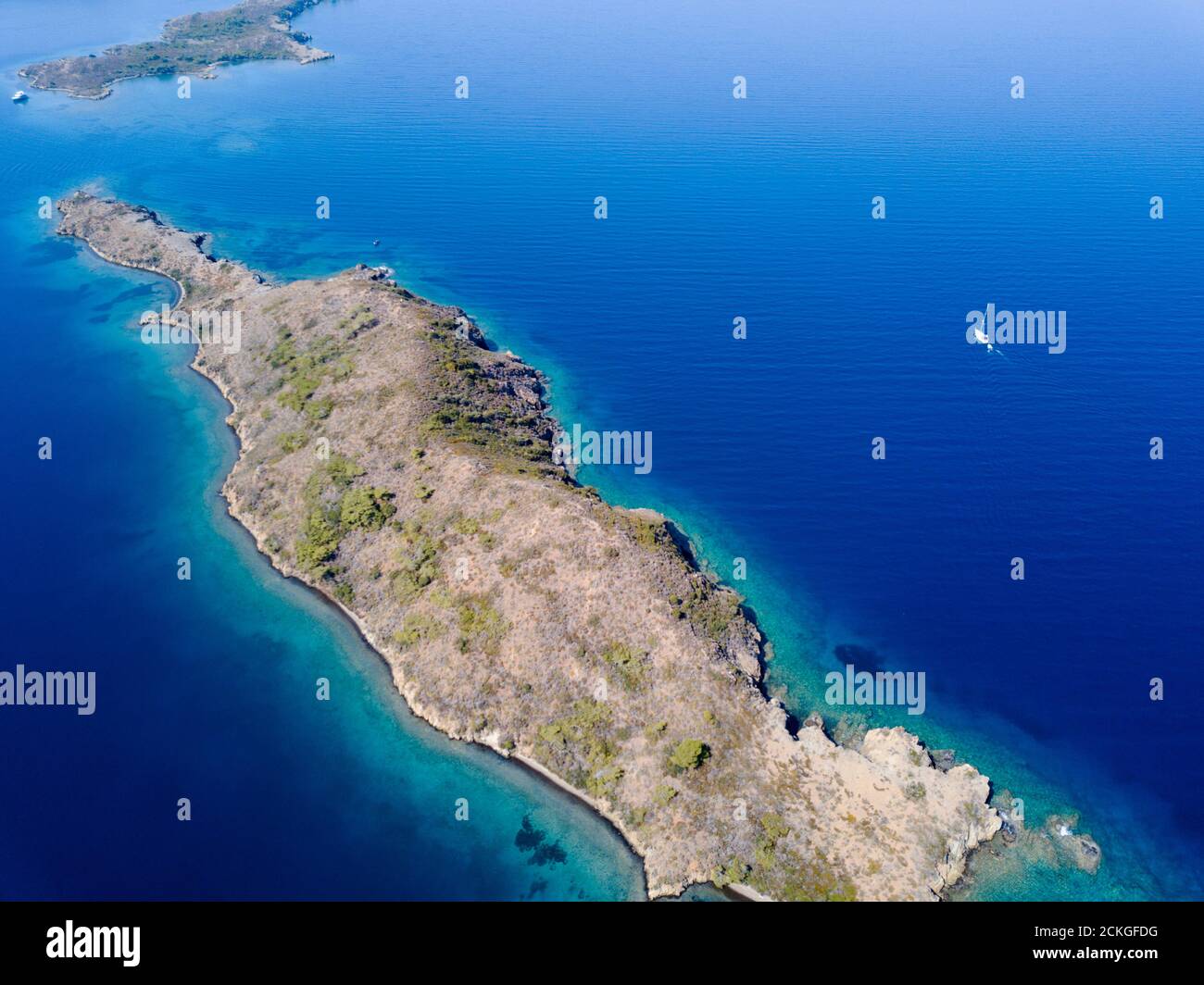 Luftaufnahme von Seven Islands Gokova Bay Special Umwelt geschützt Gebiet Marmaris Türkei Stockfoto