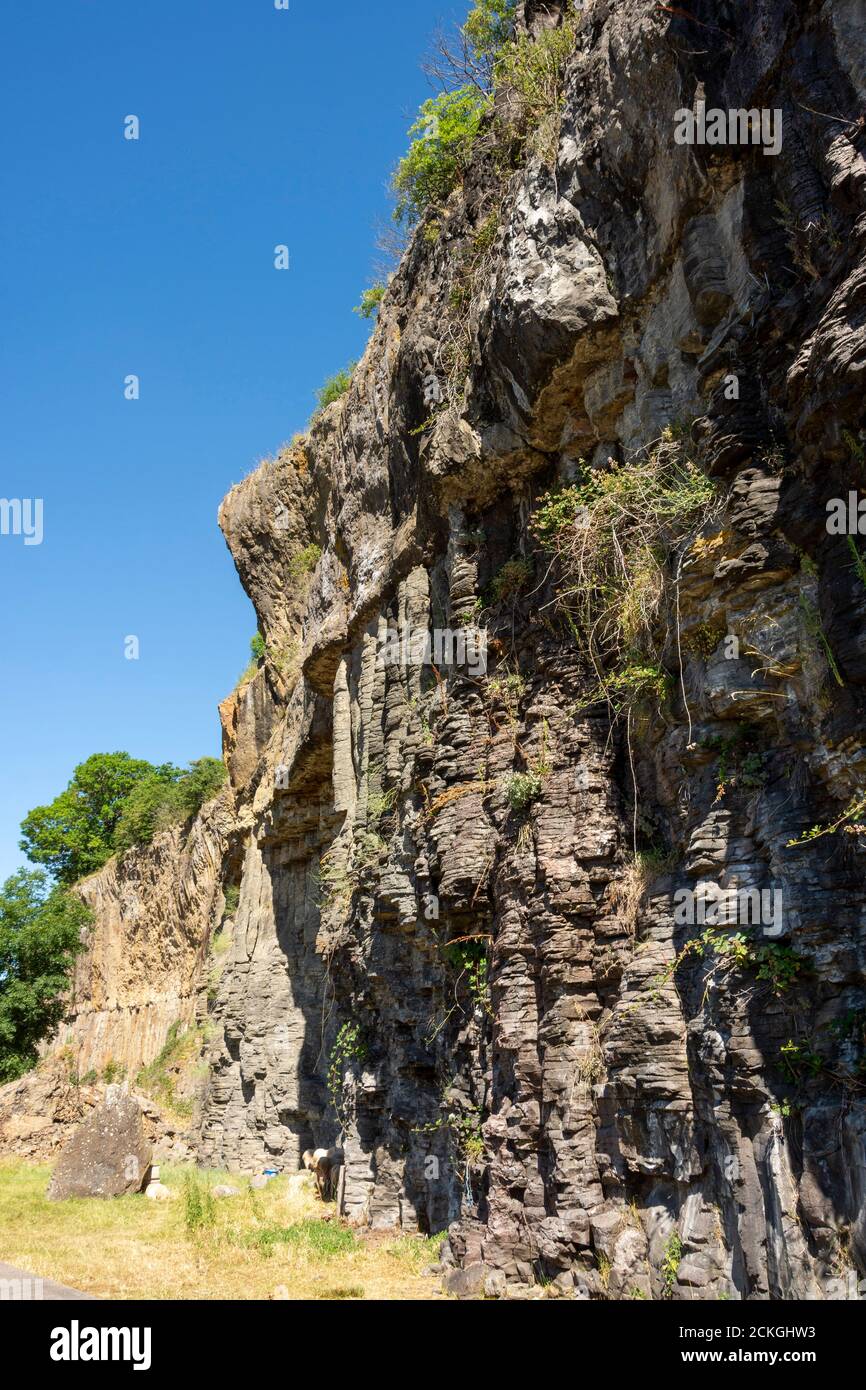 Saint Flour, Basalt und vulkanische Orgel, Cantal Department, Auvergne-Rhone-Alpes, Frankreich Stockfoto