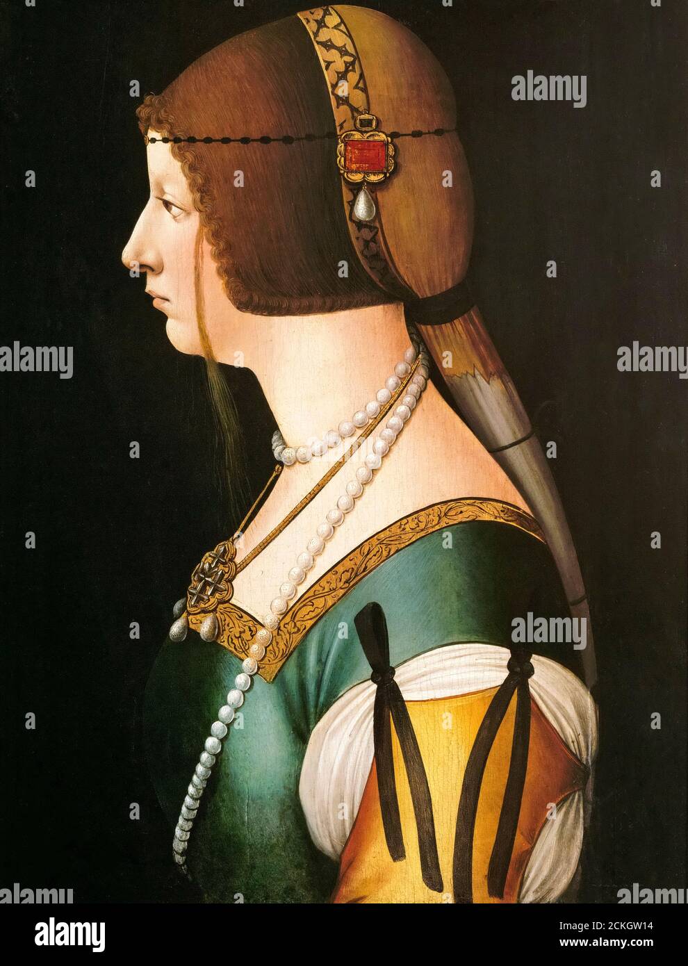 Bianca Maria Sforza (1472-1510), Königin der Römer, Heilige Römische Kaiserin, Porträtmalerei der Werkstatt von Giovanni Ambrogio de Predis, 1493-1495 Stockfoto