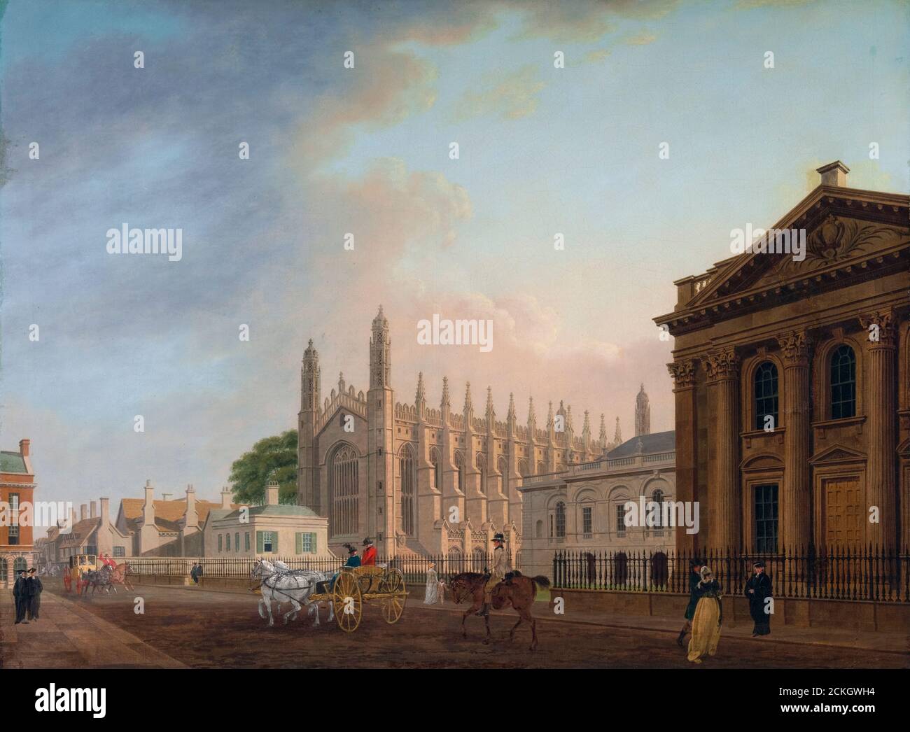 King's Parade, Cambridge, Landschaftsmalerei von Thomas Malton der Jüngere, 1798-1799 Stockfoto